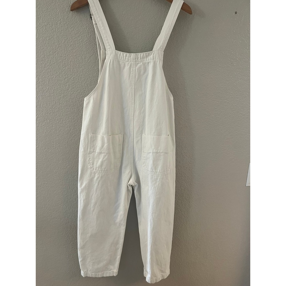 Style Rack White Cotton Denim‎ Bib Overalls Womens Small Relaxed Fit L.A. Design